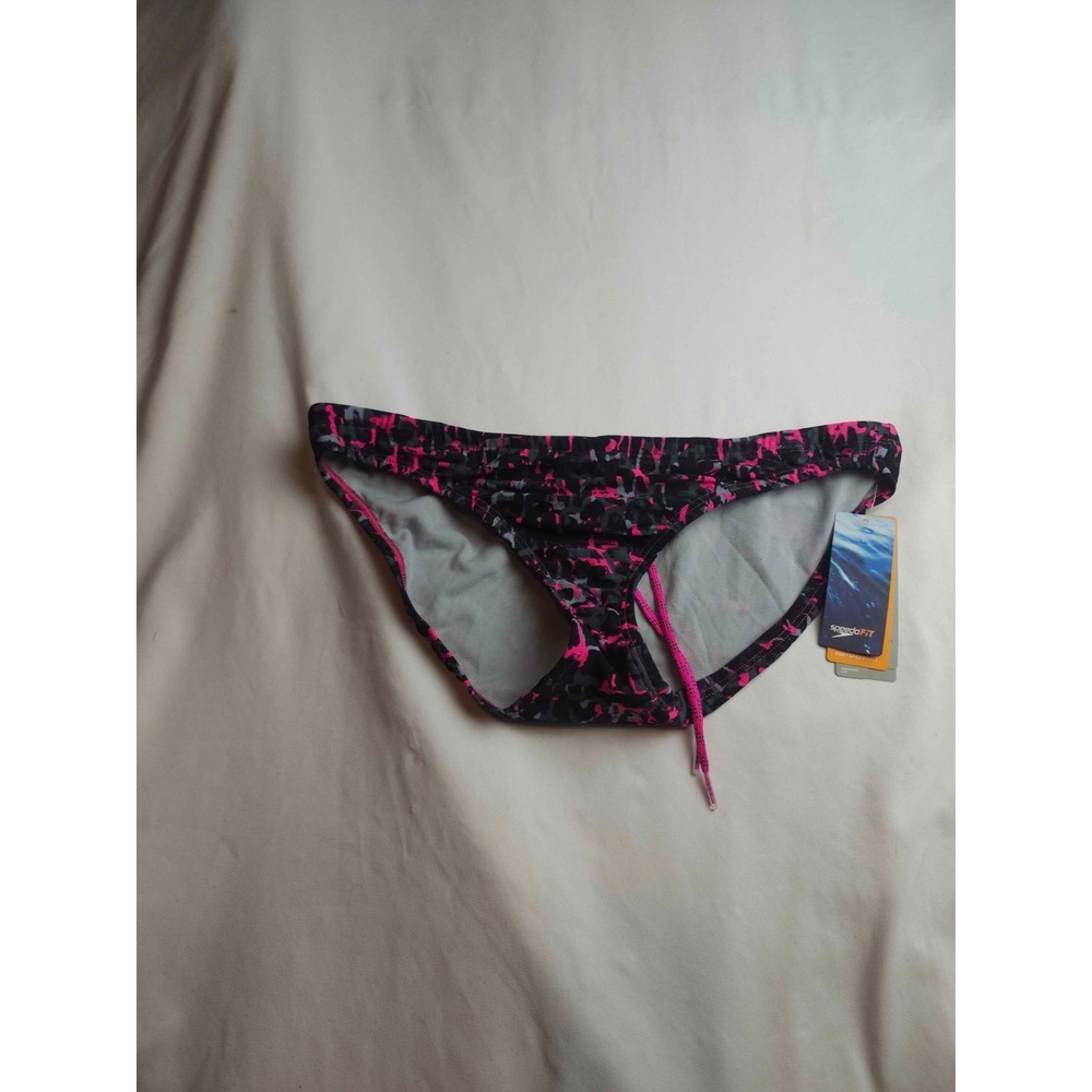 Speedo Endurance Lite Bikini Womens Size 12 Black Pink Camouflage Athletic NWT